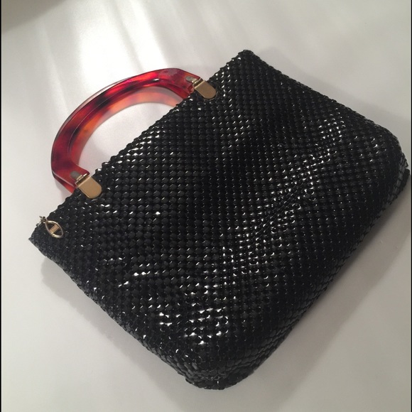 Whiting & Davis Handbags - Vintage Whiting Davis black metal mesh lucite bag